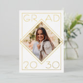 Bekendmaking van Chic Minimalist Gold Foil-Afstude Folie Uitnodiging (Staand Voorkant)