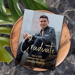 Bekendmaking van Chic Minimalist Gold Foil-Afstude Folie Uitnodiging