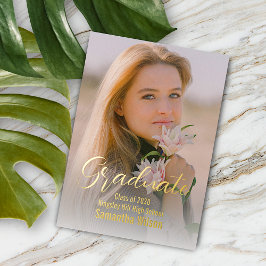 Bekendmaking van Chic Minimalist Gold Foil-Afstude Folie Uitnodiging