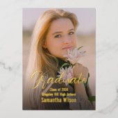 Bekendmaking van Chic Minimalist Gold Foil-Afstude Folie Uitnodiging (Voorkant)