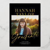 Bekendmaking van Chic Modern Photo Folie Afstudere Folie Uitnodiging (Voorkant)