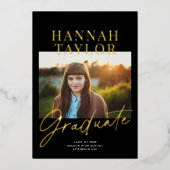 Bekendmaking van Chic Modern Photo Folie Afstudere Uitnodiging (Voorkant)