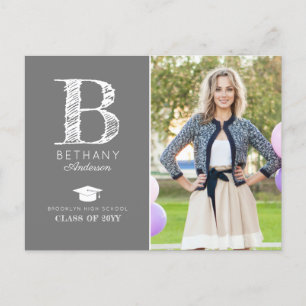 Bekendmaking van Chic Monogram Foto Graduation Par Briefkaart