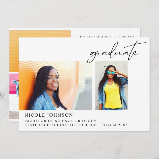 Bekendmaking van Chic Multi 5 Photo Afstuderen Kaart (Voorkant / Achterkant)