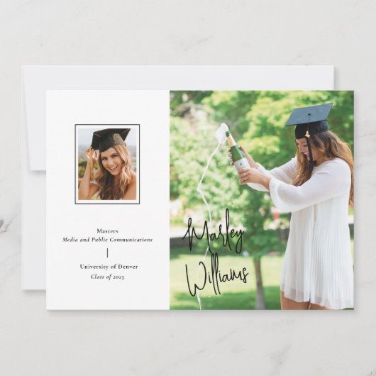 Bekendmaking van Chic White Signature Afstuderen Kaart (Voorkant)