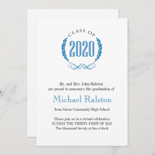 Bekendmaking van Classy Afstuderen Kaart (Voorkant / Achterkant)