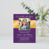 Bekendmaking van Classy Paars Gold Photo Afstudere Kaart (Staand voorkant)
