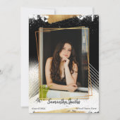 Bekendmaking van Cute Black en Gold Framed-Afstude Kaart (Voorkant)
