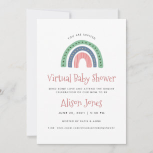 Bekendmaking van Cute Rainbow Virtual Baby shower Aankondiging