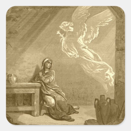 Bekendmaking van de "Blessed Virgin Mary" Vierkante Sticker (Voorkant)