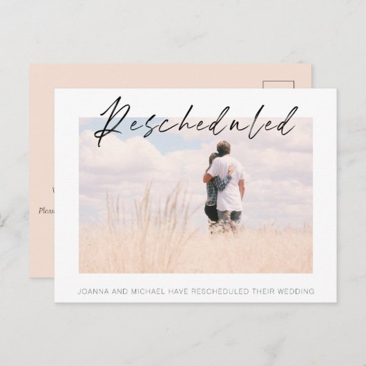 Bekendmaking van de datum van hervatting van de fo briefkaart (Voorkant / Achterkant)