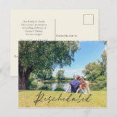 Bekendmaking van de datum van hervatting van de fo briefkaart (Voorkant / Achterkant)