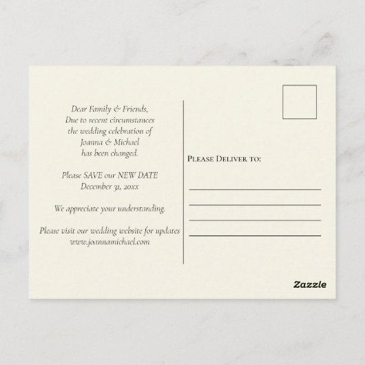 Bekendmaking van de datum van hervatting van de fo briefkaart (Achterkant)