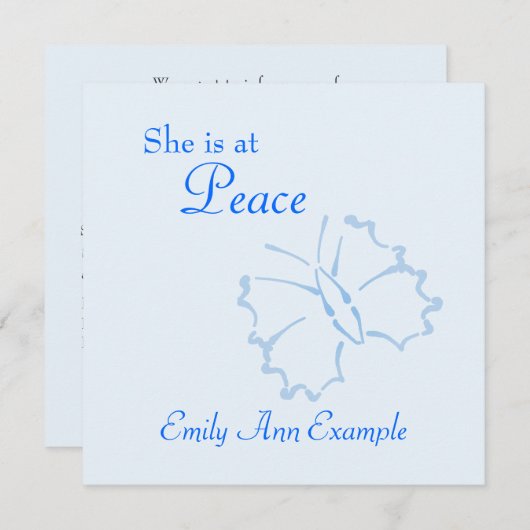  bekendmaking van de dood - Butterfly Kaart (Voorkant / Achterkant)