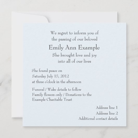  bekendmaking van de dood - Butterfly Kaart (Achterkant)