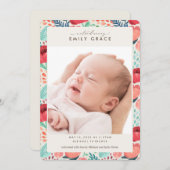 Bekendmaking van de geboorte van Bright Floral Blo Kaart (Voorkant / Achterkant)