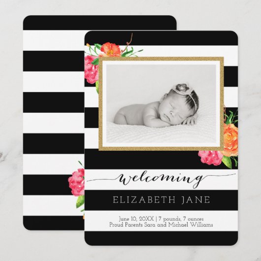 Bekendmaking van de geboorte van Bright Waterverf  Aankondiging (Voorkant / Achterkant)