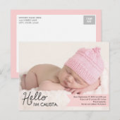 Bekendmaking van de geboorte van Chic - Roze Aankondigingskaart (Voorkant / Achterkant)