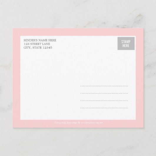 Bekendmaking van de geboorte van Chic - Roze Aankondigingskaart (Achterkant)