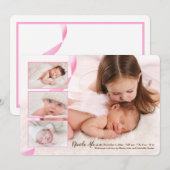 Bekendmaking van de geboorte van drie-fotomeisjes aankondiging (Voorkant / Achterkant)