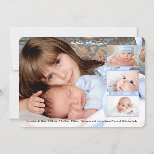 Bekendmaking van de geboorte van drie-foto's van o aankondiging (Voorkant)