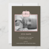 Bekendmaking van de geboorte van omhulde Initialen Aankondiging (Voorkant)