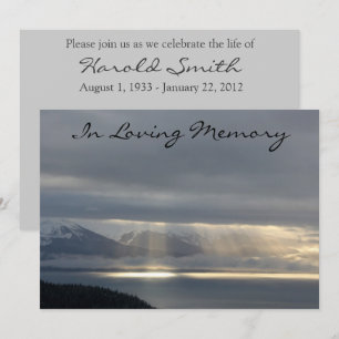 Bekendmaking van de Heavenly Light Memorial Servic Kaart