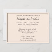 Bekendmaking van de Memorial Service van Sunset Cl Kaart (Achterkant)