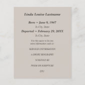 bekendmaking van de memoriale dienst (Achterkant)