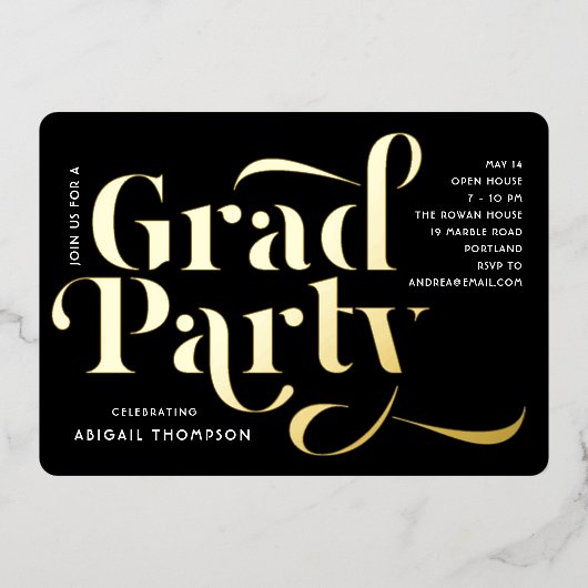 Bekendmaking van de Partij voor de graduatie Echte Folie Uitnodiging (Voorkant)
