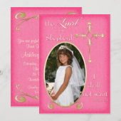 Bekendmaking van de Pink and Gold Cross Foto's Kaart (Voorkant / Achterkant)