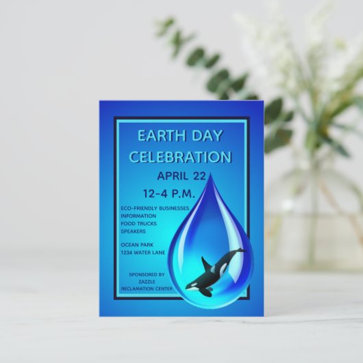 Bekendmaking van de waterval en de orca Earth Day Briefkaart (Staand voorkant)