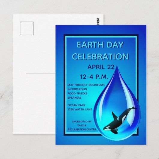 Bekendmaking van de waterval en de orca Earth Day Briefkaart (Voorkant / Achterkant)