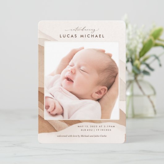 Bekendmaking van de Waterverf van Boho Gender Neut Kaart (Staand voorkant)