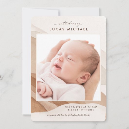 Bekendmaking van de Waterverf van Boho Gender Neut Kaart (Voorkant)