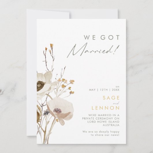 Bekendmaking van de Whimsical Wildflower Elopement Kaart (Voorkant)