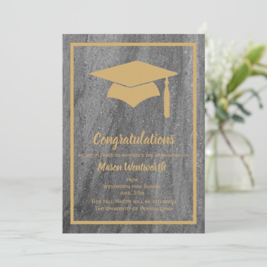 Bekendmaking van Faux Gold & Granite Afstuderen Aankondiging (Staand voorkant)