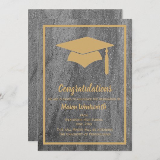 Bekendmaking van Faux Gold & Granite Afstuderen Aankondiging (Voorkant / Achterkant)