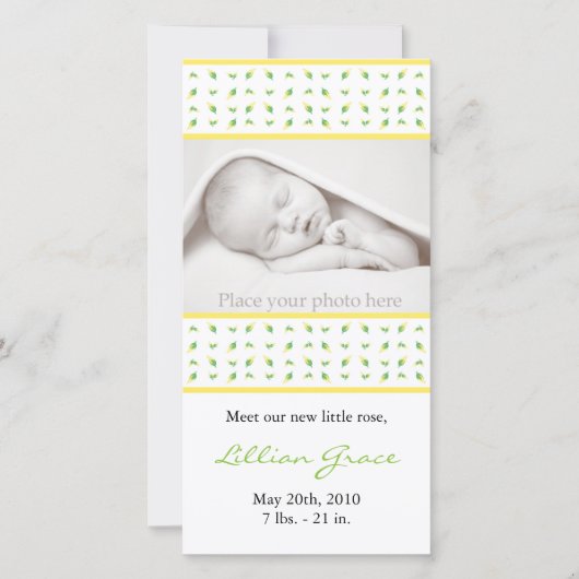 Bekendmaking van Girl Birth - Fotokaart Aankondiging (Voorkant)