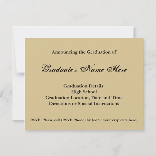 Bekendmaking van goud en zwart Afstuderen Kaart (Achterkant)