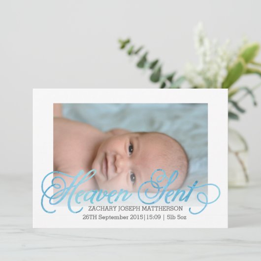 Bekendmaking van Heaven Sent Birth | Jongen Aankondiging (Staand voorkant)