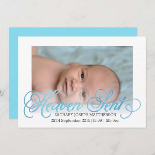 Bekendmaking van Heaven Sent Birth | Jongen Aankondiging (Voorkant / Achterkant)