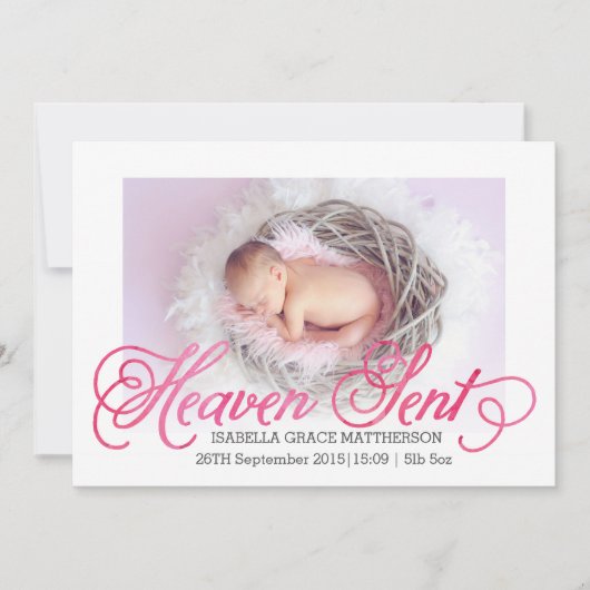 Bekendmaking van Heaven Sent Birth | Meisje Aankondiging (Voorkant)