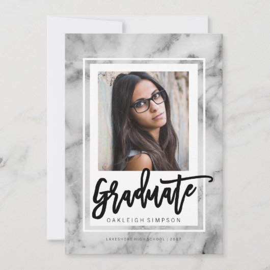 Bekendmaking van het Afstudeerder Chic Marble Typo Aankondiging (Voorkant)
