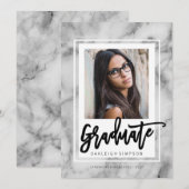 Bekendmaking van het Afstudeerder Chic Marble Typo Aankondiging (Voorkant / Achterkant)