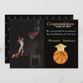 Bekendmaking van het afstuderen Black and Gold Bas Aankondiging (Voorkant / Achterkant)