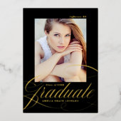 Bekendmaking van het Afstuderen Black and Gold Foi Folie Uitnodiging (Voorkant)