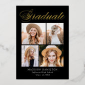 Bekendmaking van het Afstuderen Black and Gold Foi Folie Uitnodiging (Voorkant)