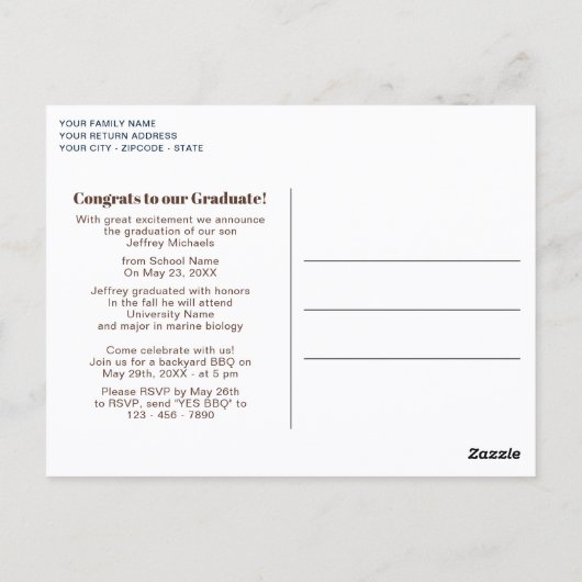 Bekendmaking van het Afstuderen Brown Beige Tartan Briefkaart (Achterkant)