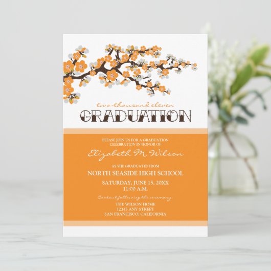 Bekendmaking van het Afstuderen Cherry Blossom (or Kaart (Staand voorkant)